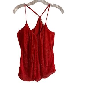 Chelsea Flower Beaded Silk Lined Camisole Orange Spaghetti Strap Romantic XS